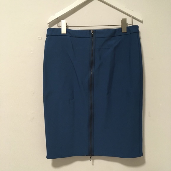 Lanvin Blue Fitted Straight Pencil Zip Skirt 12 10 - Picture 3 of 5